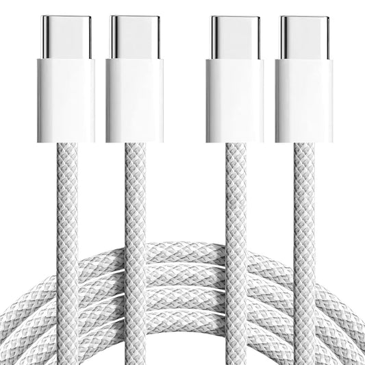 Braided USB C to USB C Cable 3ft - 60W Type C Fast Charger, USBC to USB-C Woven Power Cord for iPhone 17/16/15 Pro Max Plus/MacBook/iPad/AirPods/Samsung Galaxy/Android Devices and More [Pack of 2]