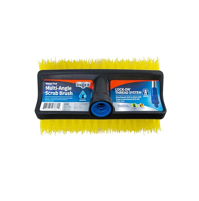 Unger Professional HydroPower Lock-On 10” Bi-Level Scrub Brush, Cleaning