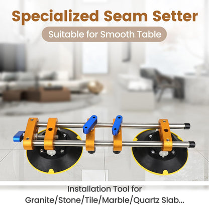 Upgrade 2 Pack Seamless Seam Setter with 6 inch Vacuum Suction Cups, Granite Seam Setter for Countertop Joining & Leveling, Seam Joiner for Stone (With Replacement Air Pump+Tool Bag+Torpedo Level）