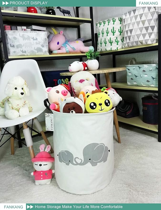 FANKANG Storage Basket, Nursery Hamper Canvas Laundry Basket Foldable