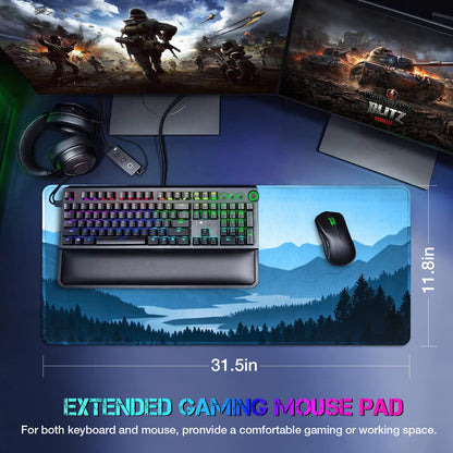 EFISH Mouse Pad (800 * 300 * 3 MM) Extended Large Mouse Mat Desk Pad, Stitched Edges Mousepad,Non-Slip Rubber Base,XL Gaming Mouse Pad for Office & Home
