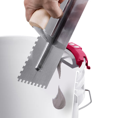 Bucky Tools Bucky Scrape – Universal 5-Gallon Bucket Trowel Scraper for Tile Work, Stainless Steel Edge Preserves Wet Mix And Reduces Waste, Magnetic Holder Secures Tools
