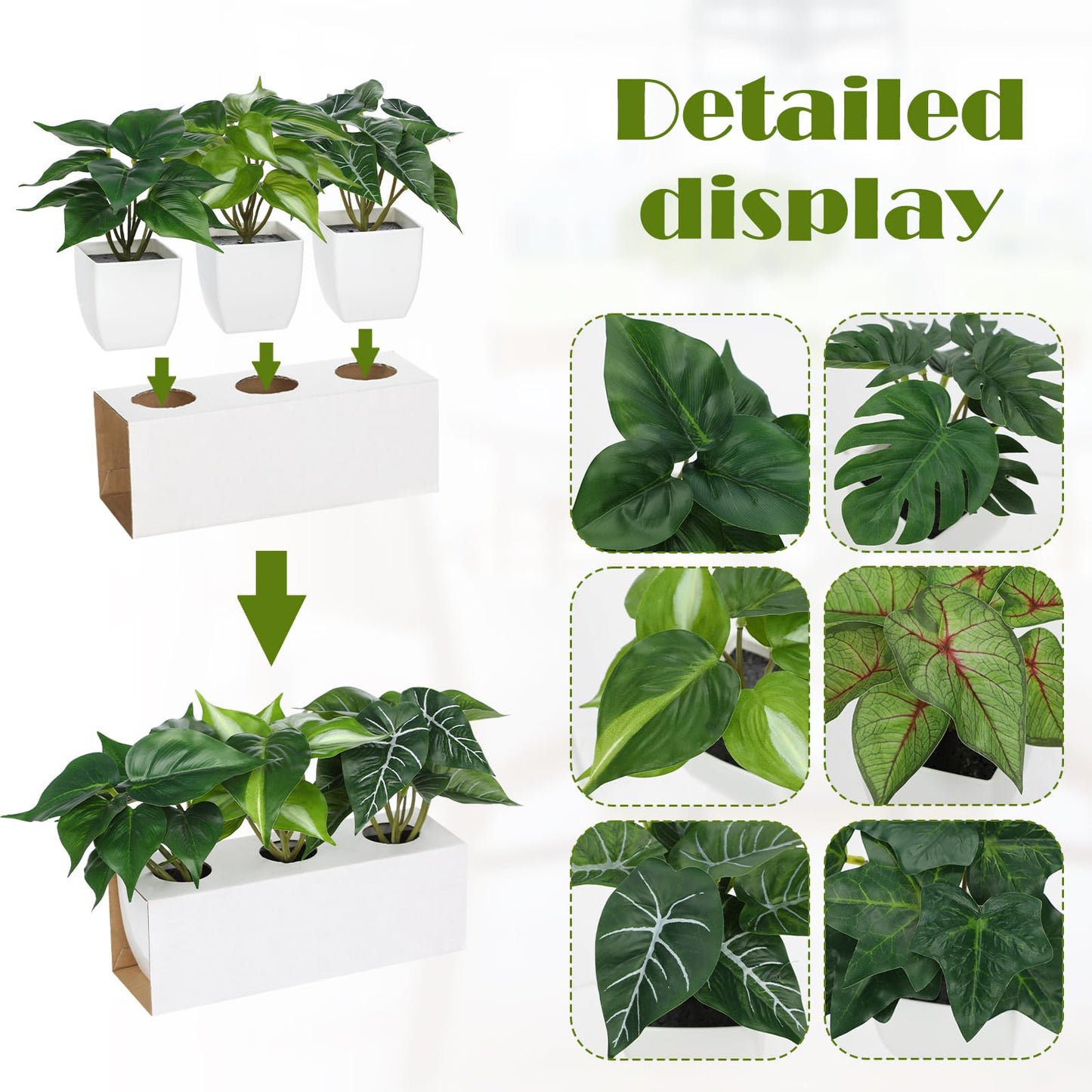 Briful 6PCS Fake Plants Potted Artificial Plants, Mini Faux Plants in White Pots Greenery Décor for Home Office Table Shelf Bathroom Farmhouse Indoor Decoration