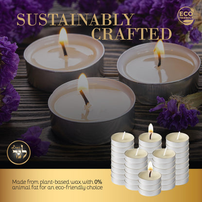 L’ner 1.5 Hour MINI Tealight Candles, 200 Pack – Smokeless & Dripless Unscented Tea Lights, Plant-Based Wax, Lead-Free Cotton Wick – Premium Quality Tea Lights for Shabbat, Memorial, Home, Weddings