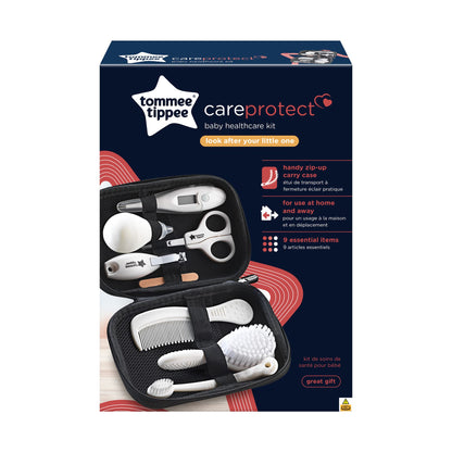 Tommee Tippee Baby Healthcare and Grooming Kit, 9X Essential Newborn Care Items for Home and Travel, Wipe-Clean and Waterproof Travel Case