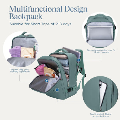 Xkdoai for Ryanair Cabin Bags 40x20x25, Travel Backpack with TSA Approved Clear Bag, Travel Bag Underseat Carry-ons Hand Luggage Bag for Travelling Casual Daypack for Ryan Air Plane