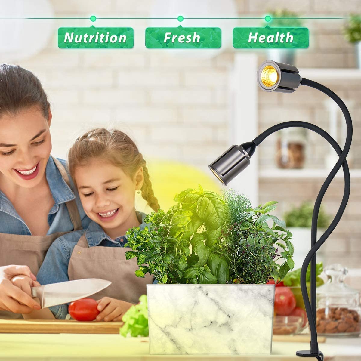 Bozily Clip-on LED Grow Lights for Indoor Plants Full Spectrum, Sunlight Growing Lamp with 3/6/12/24H Timer,5 Dimming 75W COB Sunlike House Plant Grow Light,Heat Lamp for Indoor Plants Seedling