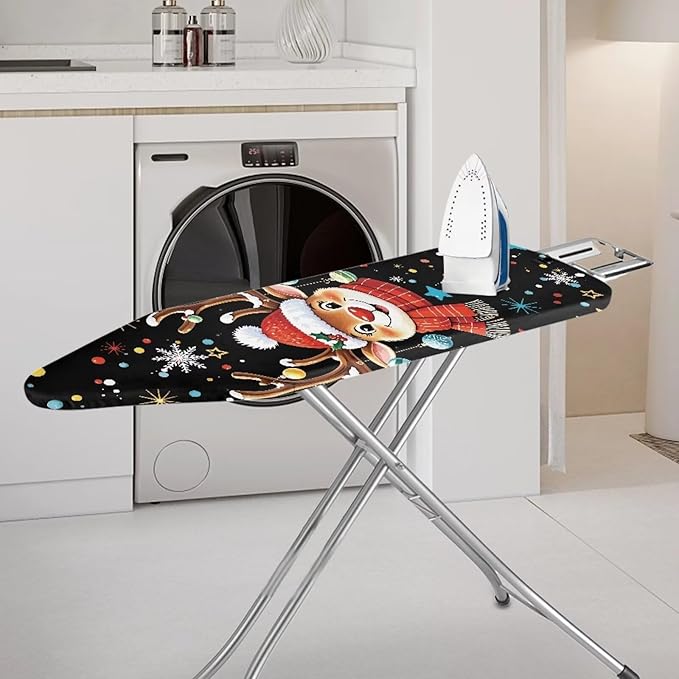 Christmas Deer Ironing Board Cover and Pad, Thick Scorch Resistant Padding