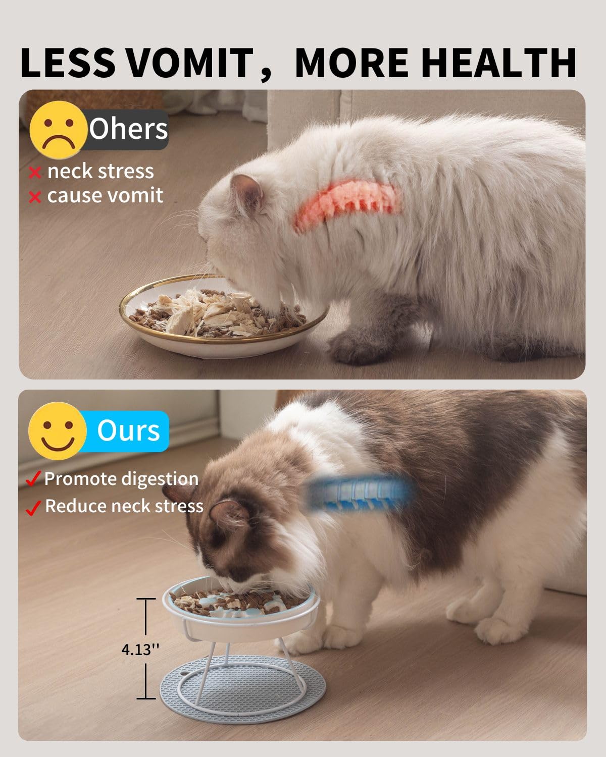 TRUNDISAN Upgrade Whisker-Fatigue-Free Cat Slow Feeder Bowl, Raised Cat Bowl Improved Design, Anti Vomit Promotes Digestion and Prevents Obesity, Durable and Slow Down Your Feline Friend Eating Speed