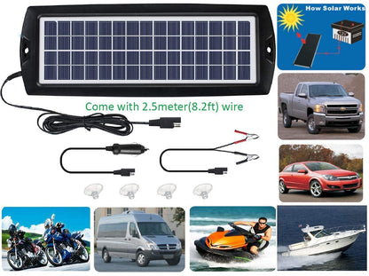 Sunway Solar Car Battery Trickle Charger & Maintainer 12V Solar Panel Power Kit Portable Backup for Car Automotive RV Marine Boat Motorcycle Truck Trailer Tractor Powersports Snowmobile Farm Equipment