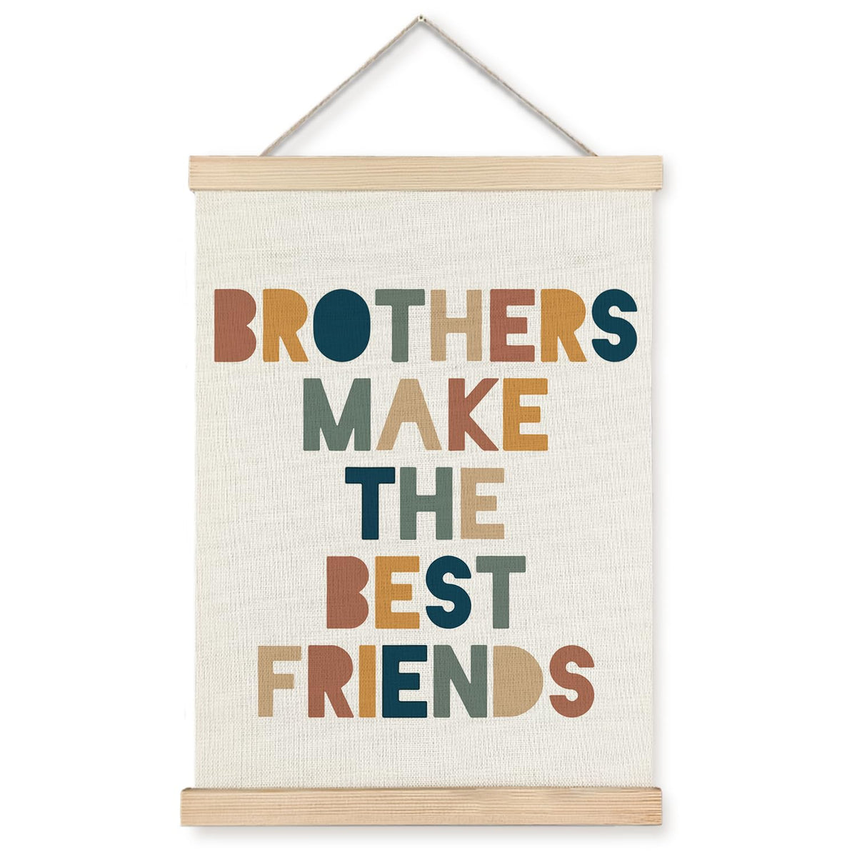 Supwhd Boys Room Decor, Nursery Wall Decor, Brothers Make The Best Friends Wall Art Poster Hanger Frame for Nursery Toddler Baby Little Boys Bedroom Playroom Game Room, 12x16 Inches