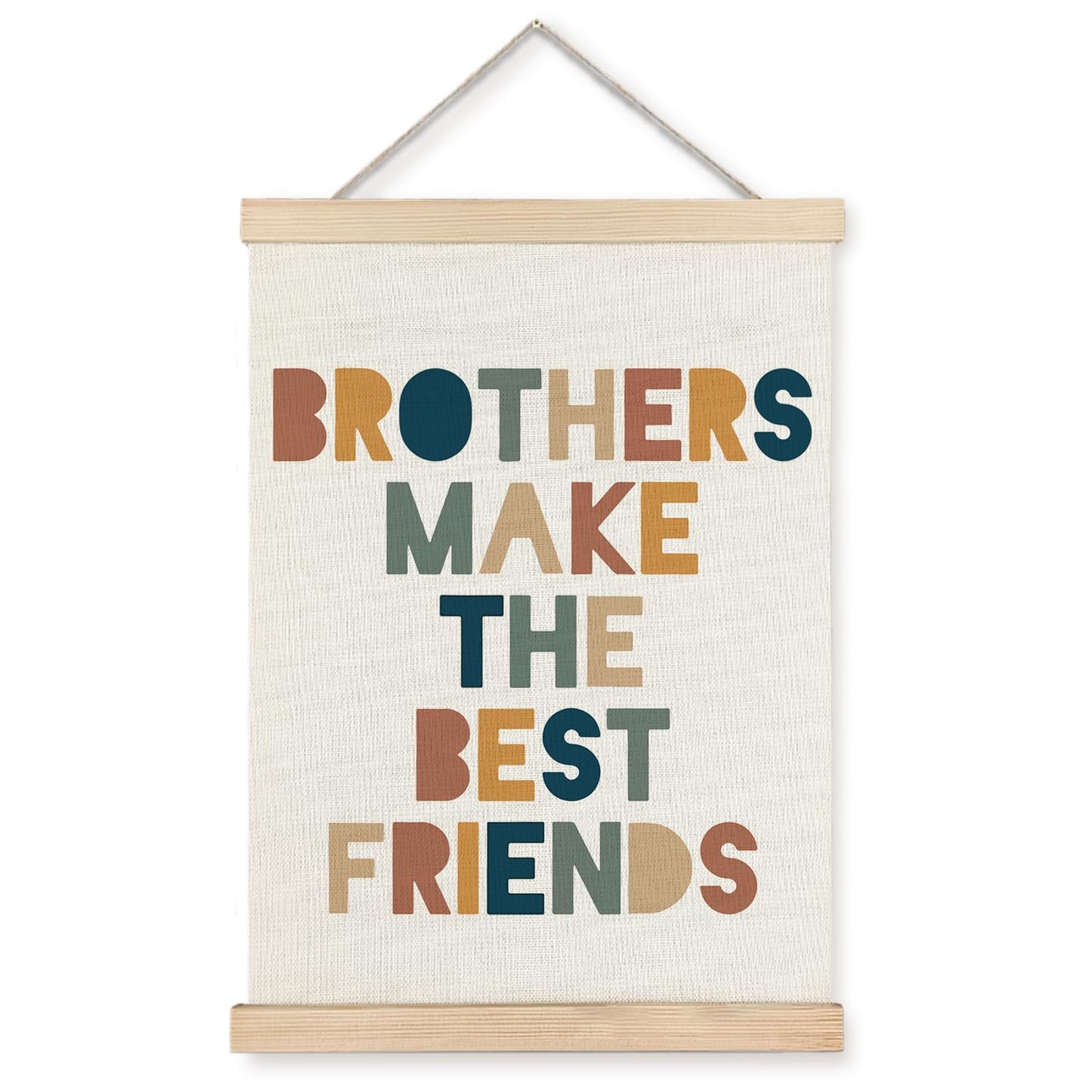 Supwhd Boys Room Decor, Nursery Wall Decor, Brothers Make The Best Friends Wall Art Poster Hanger Frame for Nursery Toddler Baby Little Boys Bedroom Playroom Game Room, 12x16 Inches
