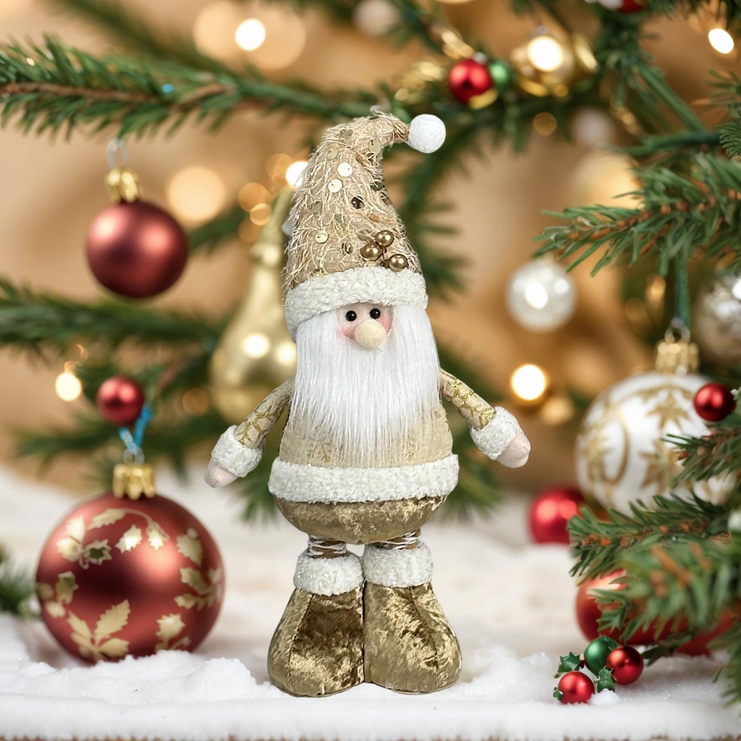 Starsouce Christmas Plush Decorations Xmas Festive Snowman Reindeer Santa Figurines Indoor Ornaments Mantel Fireplace Tabletop Tree Hanging Decoration Holiday Home Decor