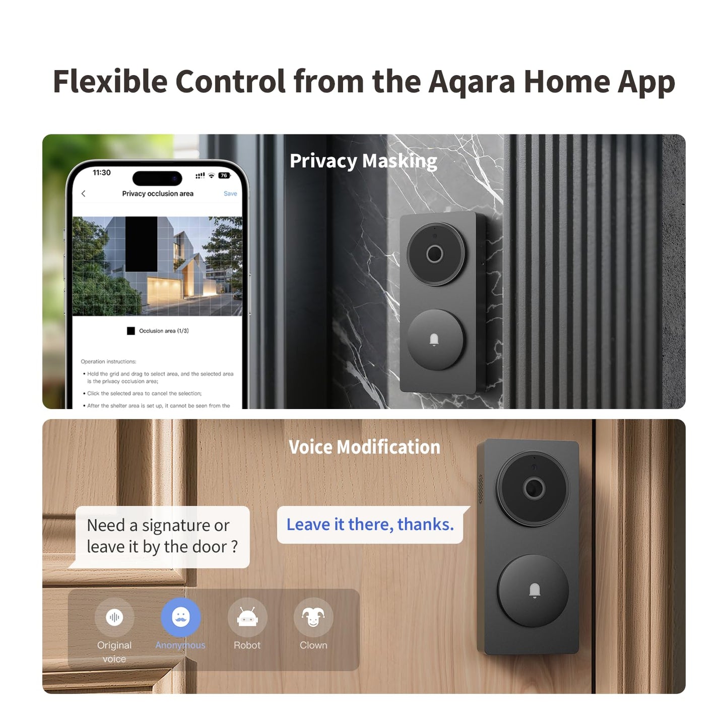 Aqara Smart Doorbell Camera G410 with Chime, 2K, HomeKit Secure Video, 2-Way Audio, Built-in Matter Hub, Wireless/Wired, Supports Apple Home, Alexa, Google, Home Assistant, 2.4G/5GHz Wi-Fi, Gray