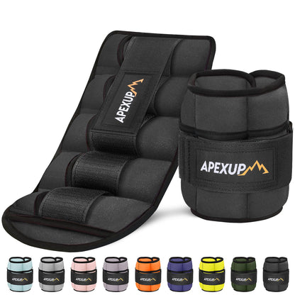 APEXUP 10lbs/Pair Adjustable Ankle Weights for Women and Men, Modularized Leg Weight Straps for Yoga, Walking, Running, Aerobics, Gym (Black)