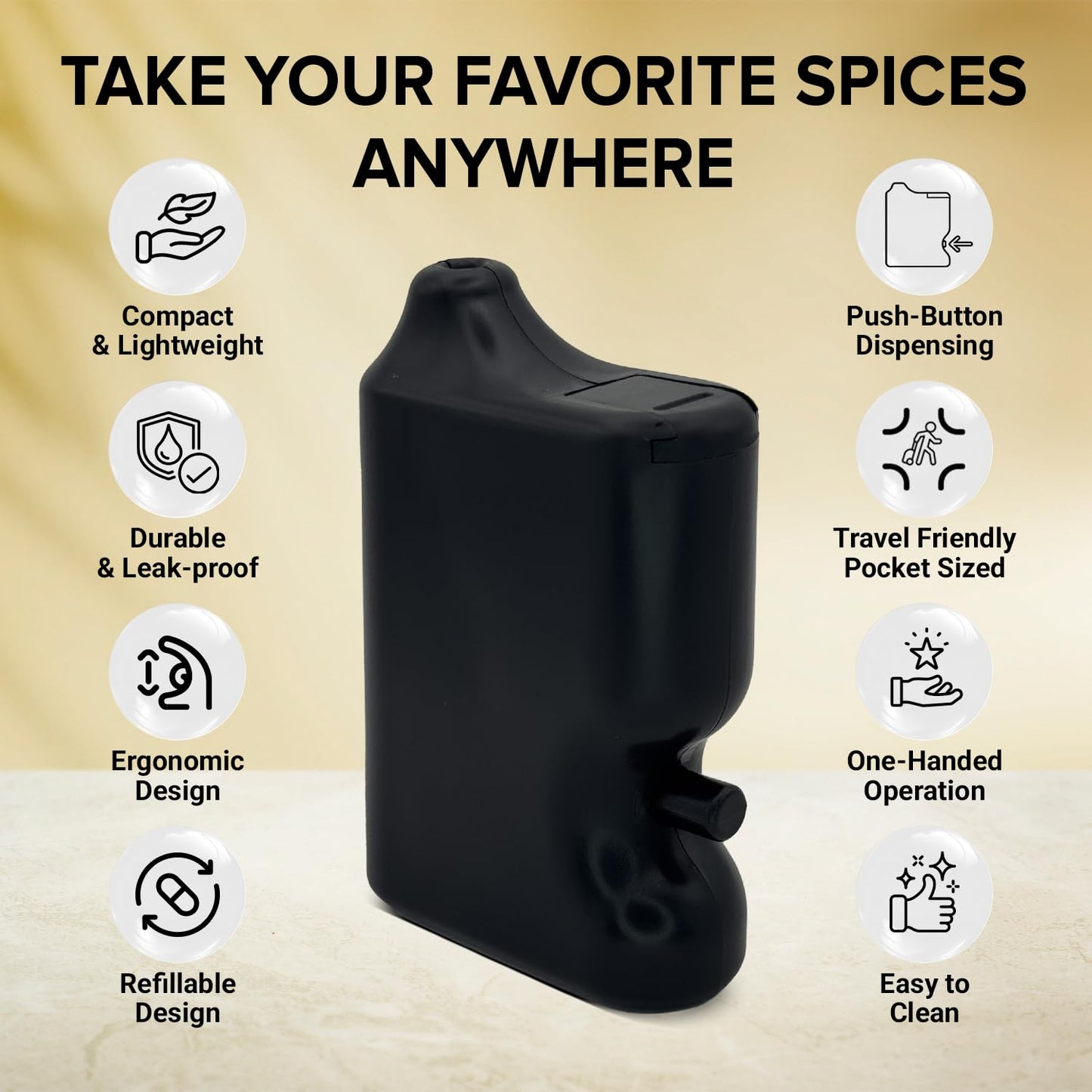 Portable Pepper Shaker (Black) - Versatile Seasoning Set, Multi Functional Salt Dispenser Spice Shakers for Easy Use - Convenient & Durable Plastic Salt and Pepper Dispenser for Fine Spices