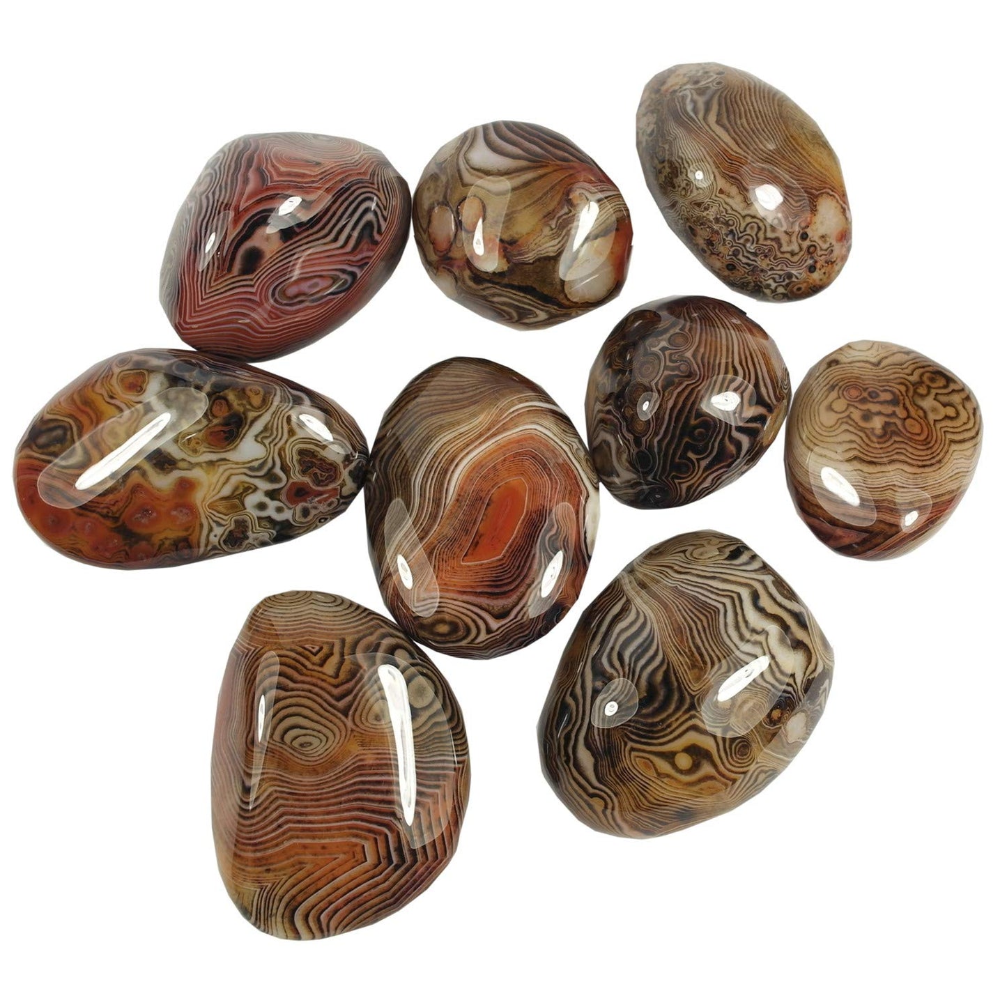 Banded Lace Agate Worry Stones, Natural Healing Crystals, Reiki Palm Stones for Meditation Yoga Relaxation Anxiety Relief Home Decor Madagascar Collection Gift 0.5 Pound