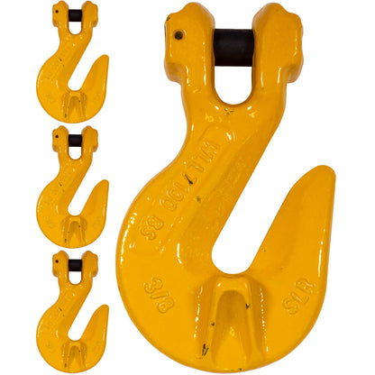 US Cargo Control 3/8 Inch Clevis Grab Hooks (4-Pack), G80 Chain Hooks, 7,100 LBS Working Load Limit, Chain Clevis Hooks for Lifting, Hauling, Towing, Trailers, & Chain Binders