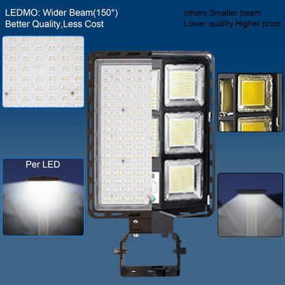 ledmo LED Parking Lot Lights 350W LED Flood Lights Outdoor 52500LM 5000K Adjustable Trunnion Mount Dusk to Dawn Area Security Street Lighting Commercial Wall Mount Warehouse Shop Garage IP65 3 Pack