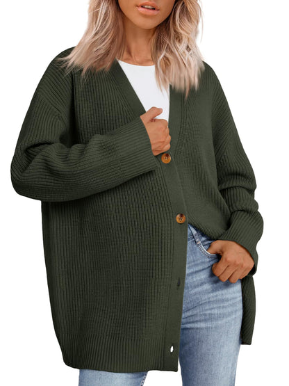 LILLUSORY Women Oversized Cardigan Sweater 2025 Fall Outfits Cloth Fashion V Neck Knit Button Front Casual Trendy Tops