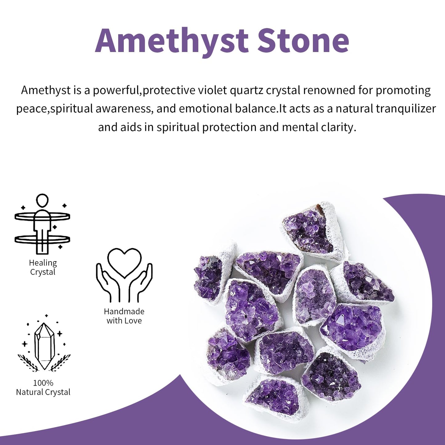 Natural Amethyst Cluster Crystals and Healing Stones,Raw Rough Rocks Gem Stones Meditation Spiritual Protection Home Decor Reiki Gifts for Women Adults,9pcs in Box