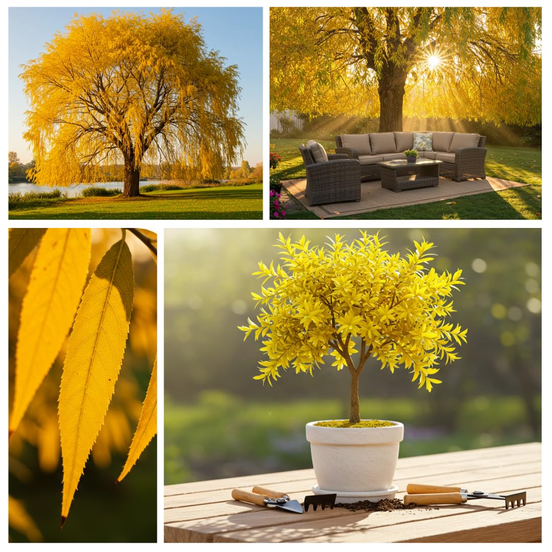 2 Golden Weeping Willow Trees - Ready to Plant - Live Plants - Beautiful Arching Canopy