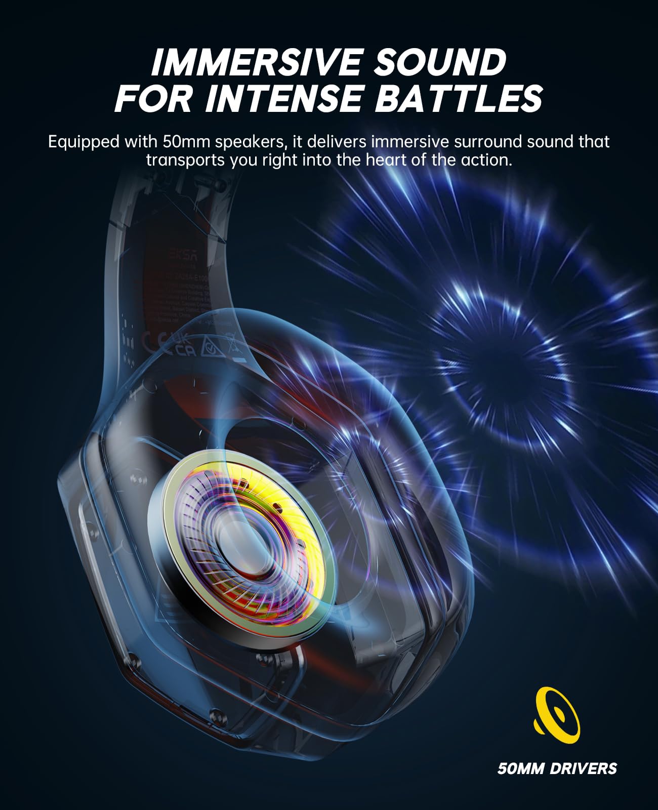 EKSA 2.4GHz Wireless Gaming Headset for PS5,PS4,PC,Switch,Mobile,Mac, Bluetooth Gaming Headphones with ENC Microphone, RGB, 20ms Latency, 120H Battery, 7.1 Surround Sound Headset, 3.5mm Audio Cable