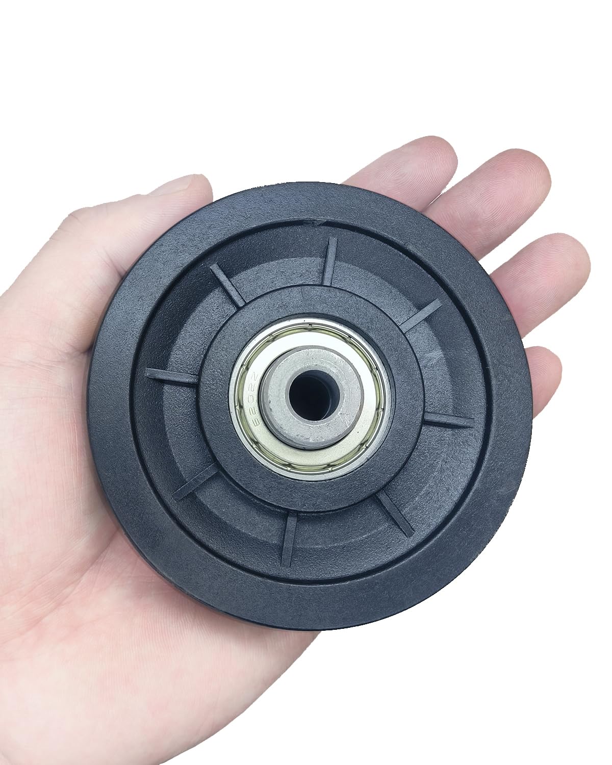 Zepofit Pulley Wheel Bearing 90mm Nylon - Universal Pulleys for Gym Cable Machine Smith Machine Garage Barn Door Parts Weight Lifting System Replacement LAT Pulldown Attachment (2, Silver Center)