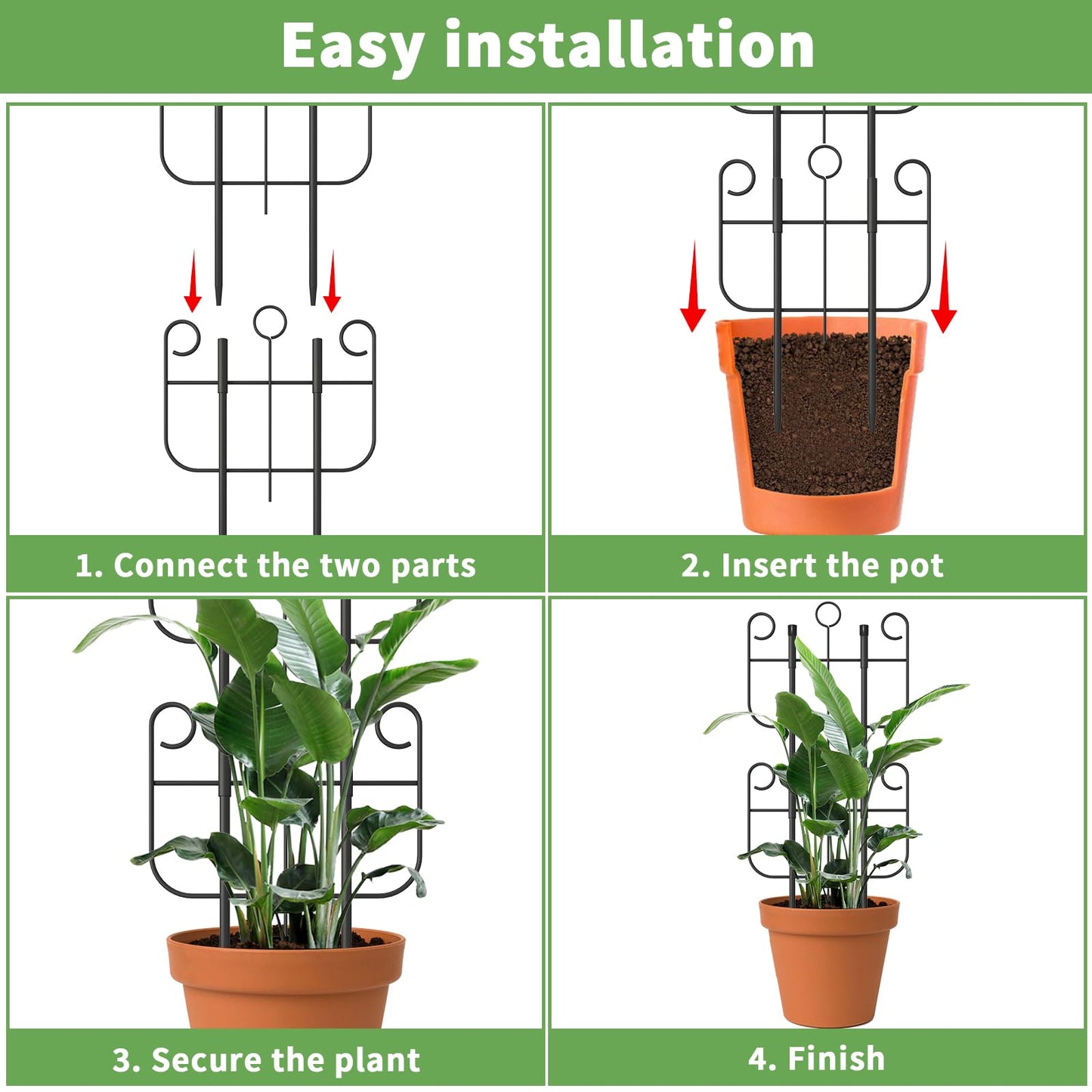 2 Pack Trellis for Climbing Plants Indoor, Expandable Heavy-Duty Metal Trellis for Potted Plants Outdoor, Flowers Vine Ivy, Sturdy Houseplant Pothos Plant Climber Support