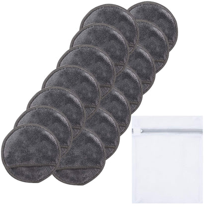 KinHwa 14 Pack Makeup Remover Pads Reusable Microfibre Round Face Pads for Face Eyes Lips Washable Face Cloths for All Skin Types Grey