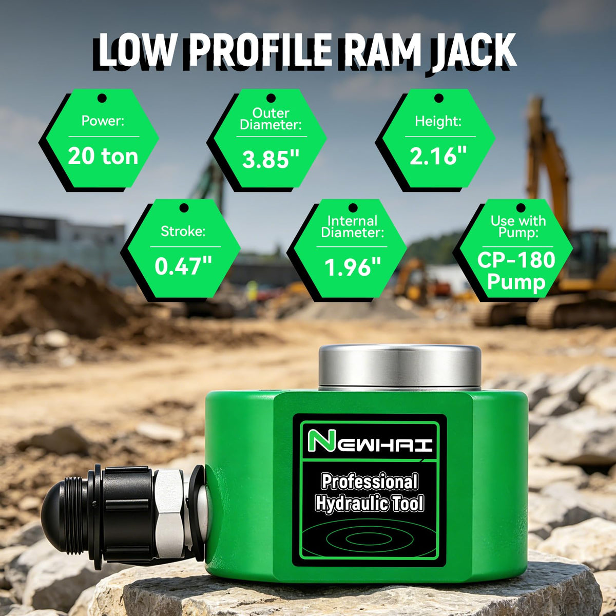 20 Ton Porta Power Ram Kit for Confined Spaces Mini Hydraulic Cylinder 0.47" Stroke with CP-180 Hand Pump Portable Hydraulic Jack for Precise Lifting in Tight Gaps Equipment Repair