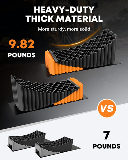 Kohree RV Leveling Blocks, Levels Up to 5", Supports Up to 50,000 lbs, Curved Camper Levelers with Wheel Chocks, Rubber Mats & Carry Bag for Travel Trailers & Fifth Wheels, Orange
