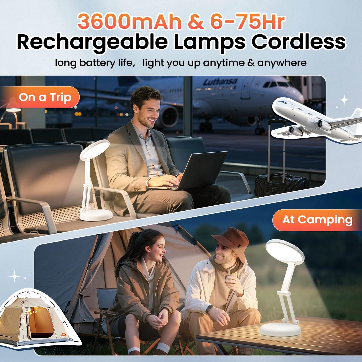 One Fire Rechargeable Table Lamp,Dimmable Cordless Lamp Desk Lamp for Dorm,3600mAh Battery Operated Lamp Rechargeable Lamp,Small Desk Lamp Portable Light for Office/Study/Nail/Craft/Puzzle(Warm Light)