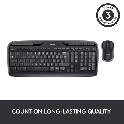 Logitech MK330 Wireless Keyboard and Mouse Combo for Windows, 2.4 GHz Wireless with USB-Receiver, Portable Mouse, Multimedia Keys, Long Battery Life, PC/Laptop, QWERTY UK Layout - Black