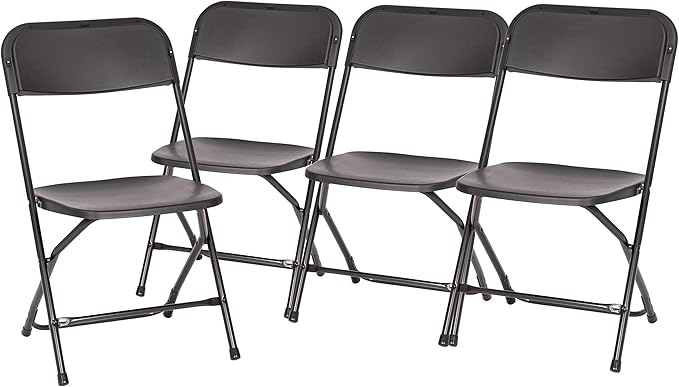 Flash Furniture Hercules Series Big & Tall Stackable Plastic Folding Chairs, Extra Wide Commercial Event Seats, Set of 4, Black