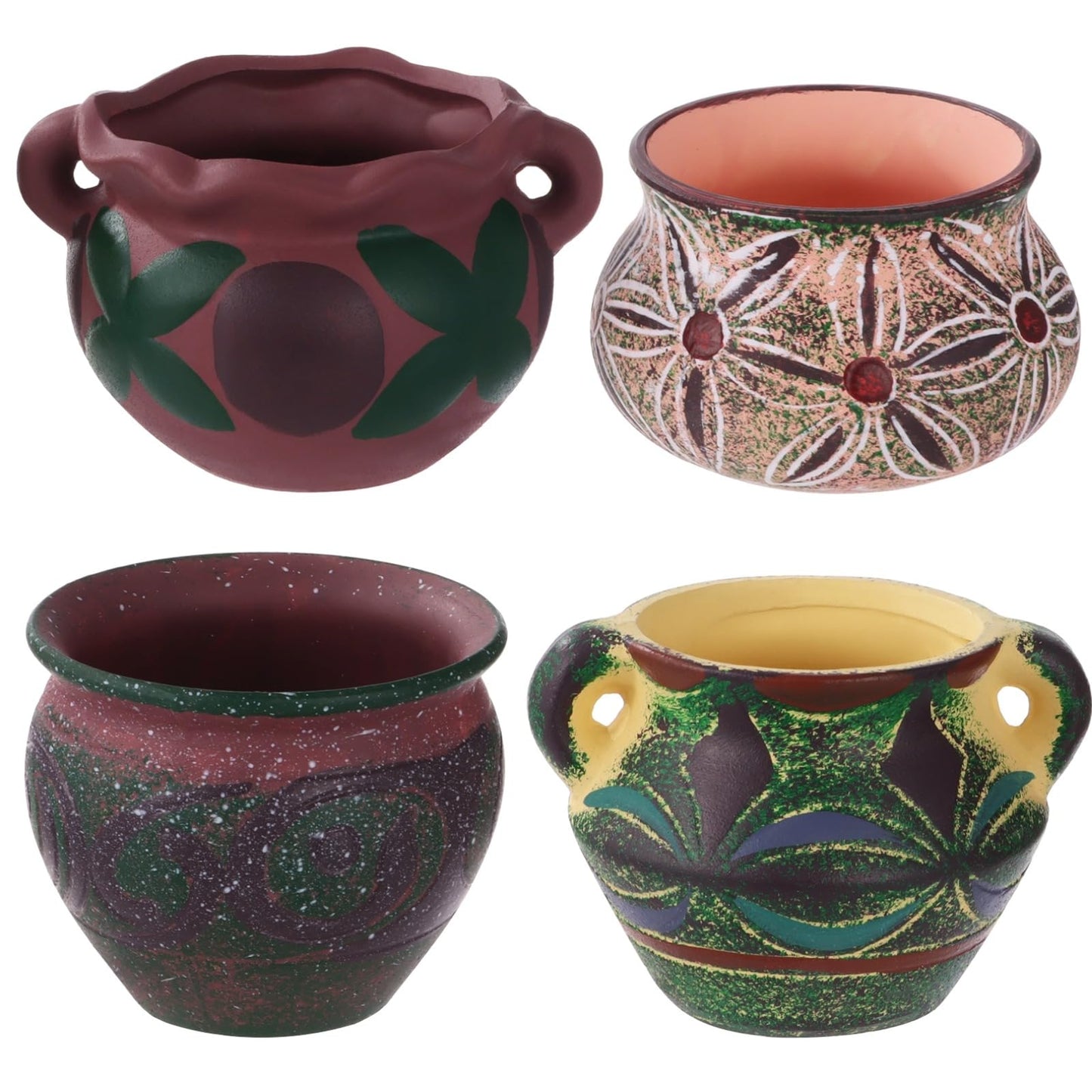 DORMIYA 4 Pcs Ceramic Plant Pots, 5.1/4 / 5.2/3.9 in Small Succulent Pots with Drainage Hole, Decorative Flower Pots, Bohemian Style Indoor Pots Set for Home Decor