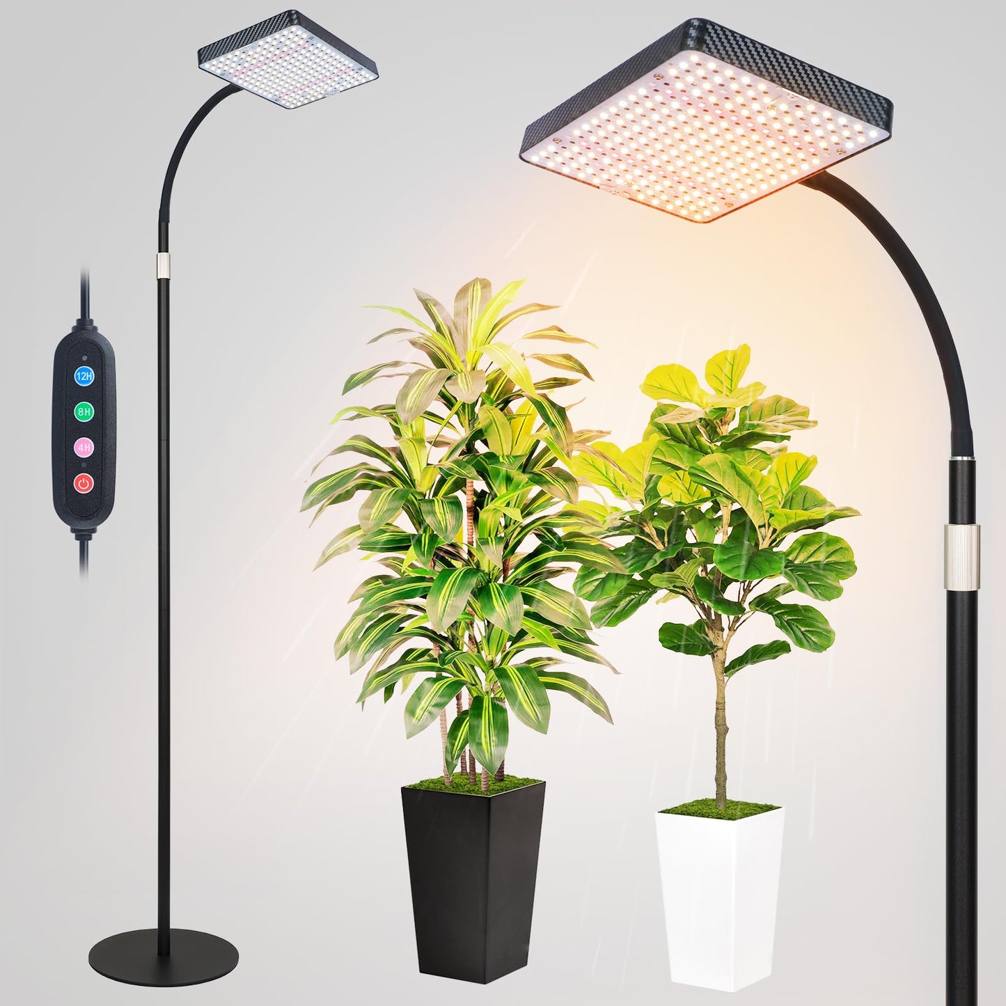 FRGROW 2026 Full Spectrum Floor Lamp Grow Light, 25 Watt Bright Grow Lights for Indoor Tall Plants, Bonsai Tree, Auto on/Off Daily Timer (4/8/12/16/20H), Adjustable Stand 24"-78"