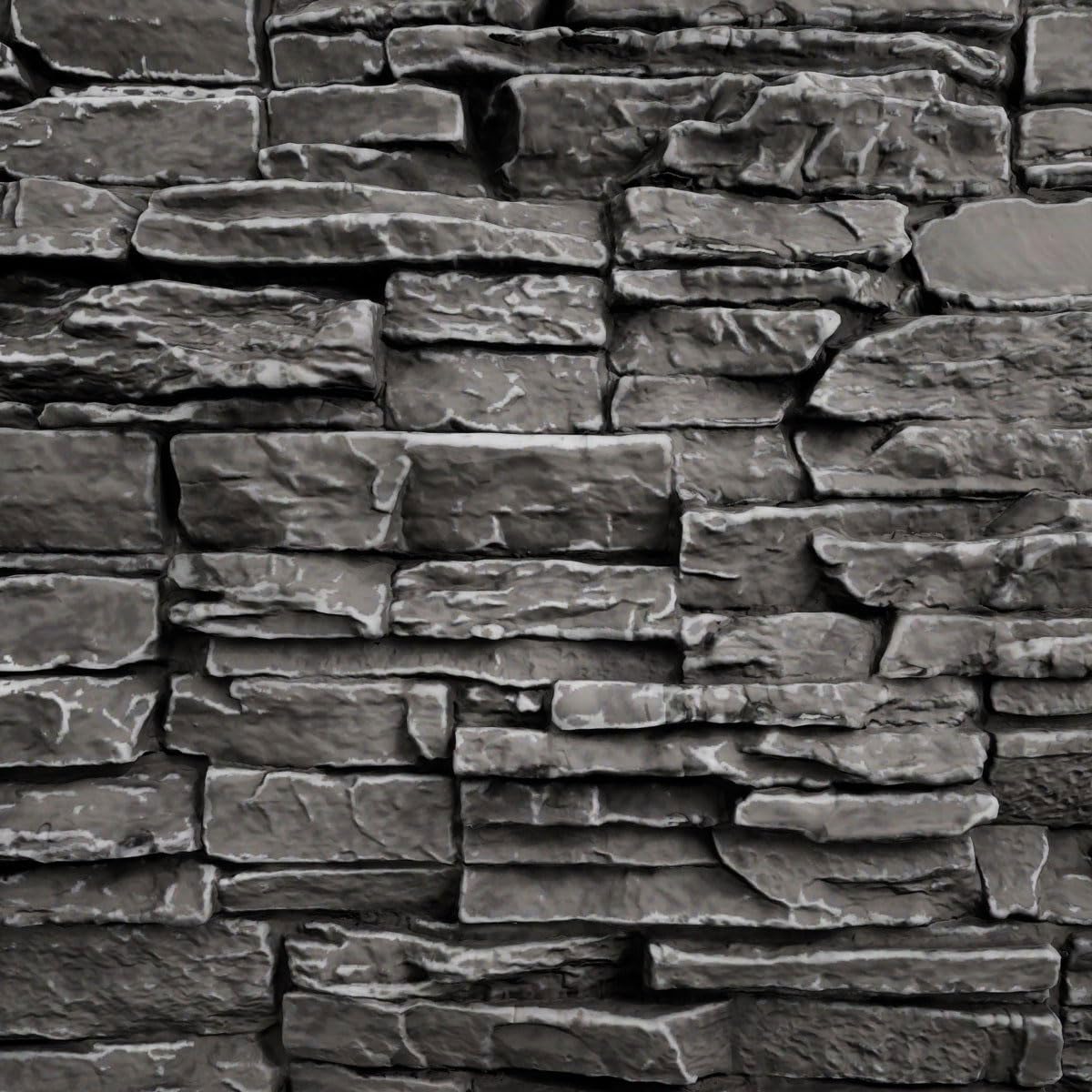 9"W x 8"H Sample - Canyon Ridge Stacked Stone, Faux Stone Siding Panel, Graphite