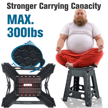 Rainberg 18 Inch Heavy Duty Folding Step Stool, Non-Slip Foldable Footstool for Toddlers, Folds Flat with Carry Handle, Space Saving Folding Stool Easy Carry Foldable stepping Stool for Indoor/Outdoor