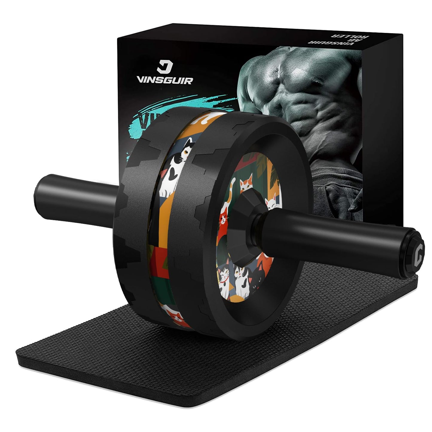 VINSGUIR Ab Roller Wheel, Abs & Core Workout Equipment for Home Gym with Knee Pad Accessories, Abdominal Wheel for Full-body Strength Training