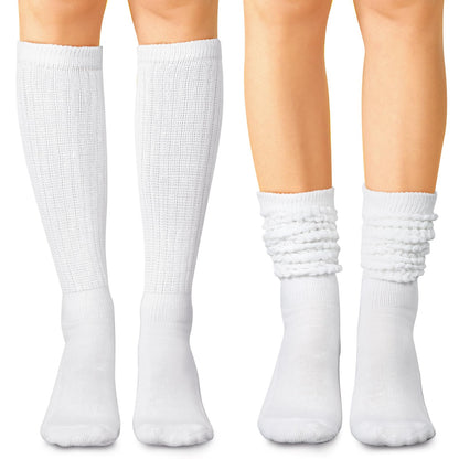 Geyoga 3 Pairs Slouch Socks for Women Scrunch Boot Cotton Knit Thigh High Slouch Socks for Women(Beige, White, Khaki,5-8)