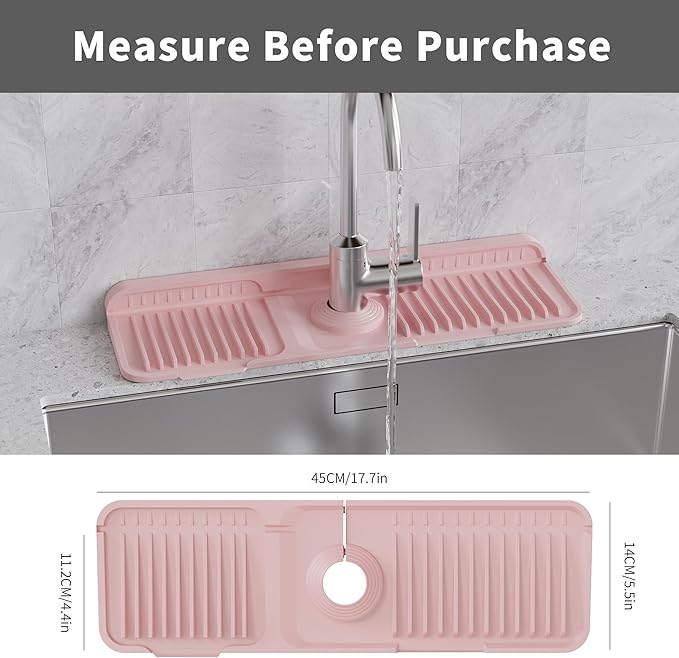 WAFT YEARN 17X5 Inch Silicone Durable Faucet Mat Kitchen Sink Splash Guard