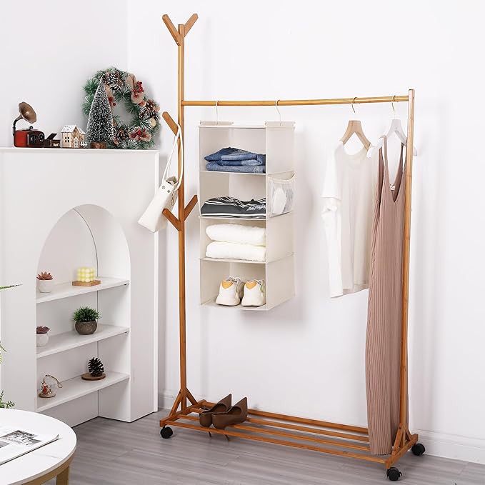 MAX Houser 4 Tier Shelf Hanging Closet Organizer, Closet Hanging Shelf