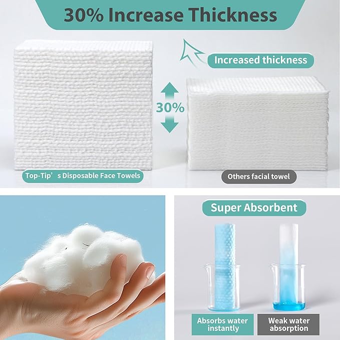 Disposable Face Towel 4 Boxes, 100% Pure Cotton, Soft & Skin Friendly Face