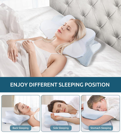 Cervical Pillow for Neck and Shoulder, Ergonomic Contour Memory Foam Pillows for Sleeping, Cooling Neck Support Pillow for Back Stomach Side Sleeper Dark Grey