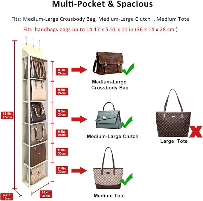 Lirex Over The Door Purse Organizer & Purse Shelf