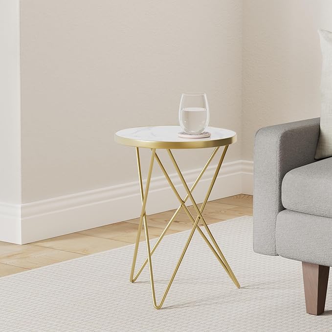 HLR Modern Round Side Table Set of 2, End Table