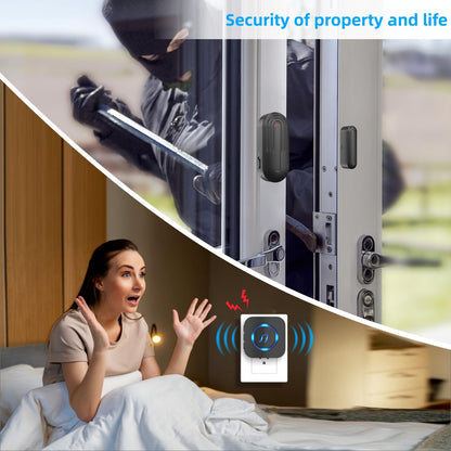 SanJie Wireless Door Chime Sensor, When Door Opens, Entry Alarm for Business/Home/Kids, 5 Adjustable Volume Ringer Alert 2 Sensors + 1 Receivers, 500 FT Range,26 Chimes