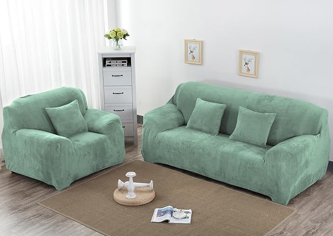 vctops 1-Piece Velvet Plush Stretch Sofa Slipcover