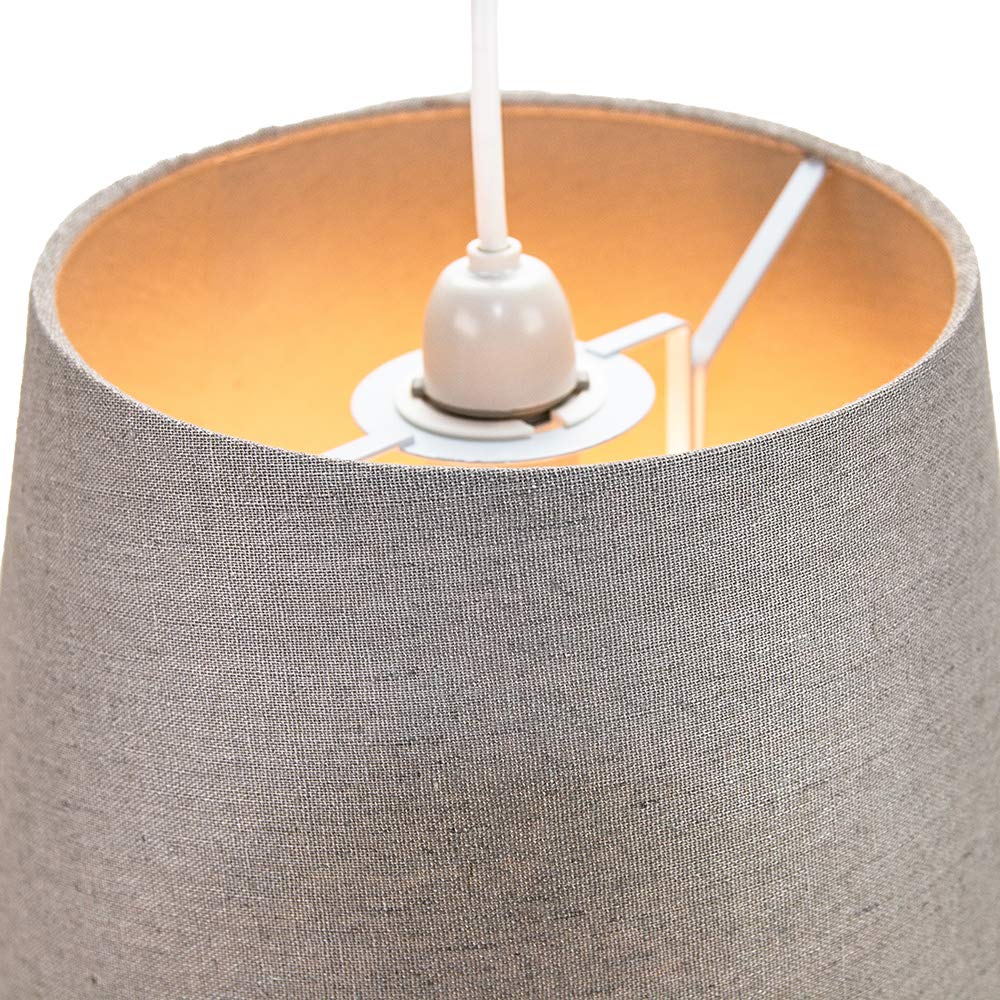 Traditional 12 Inch Grey Linen Fabric Drum Table/Pendant Lampshade 60w Maximum by Happy Homewares